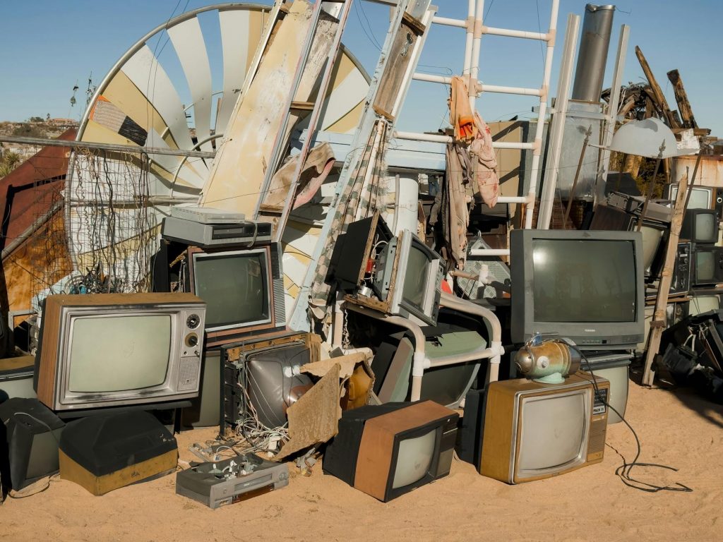obsolete televisions on junk yard
