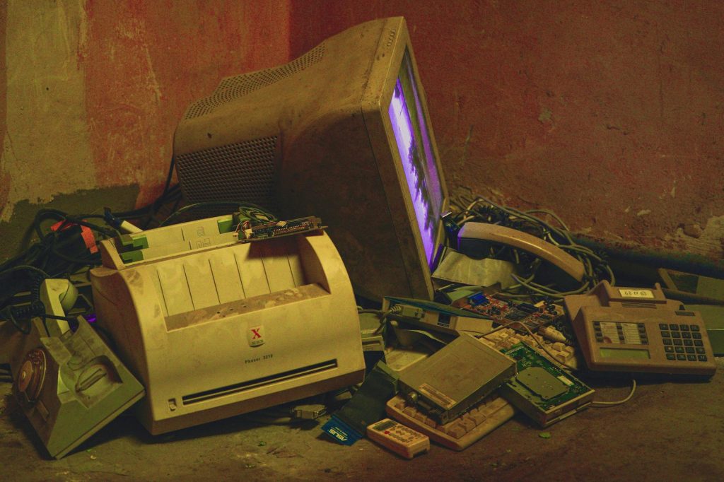 vintage and damaged electronics